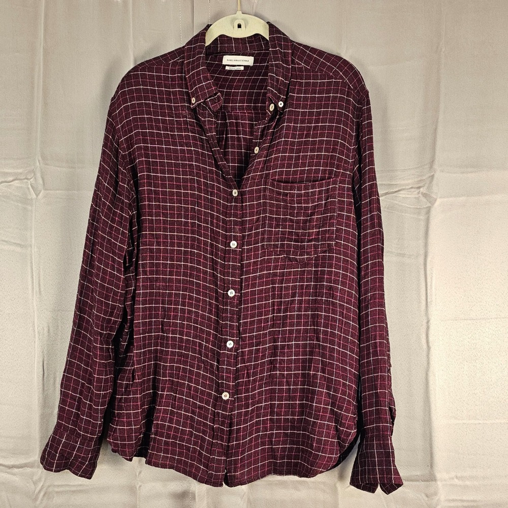 Plaid Button-Up Shirt in Burgundy